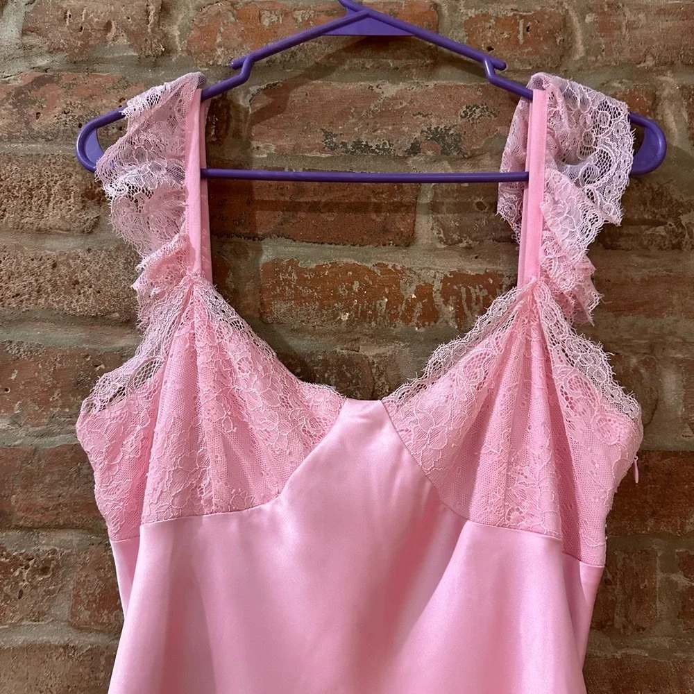 Pink Lace Romantic Mini Slip Dress - Picture 3 of 4